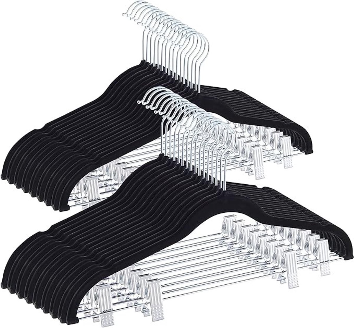 Set van 20 fluwelen kledinghangers met clips voor rokken en broeken