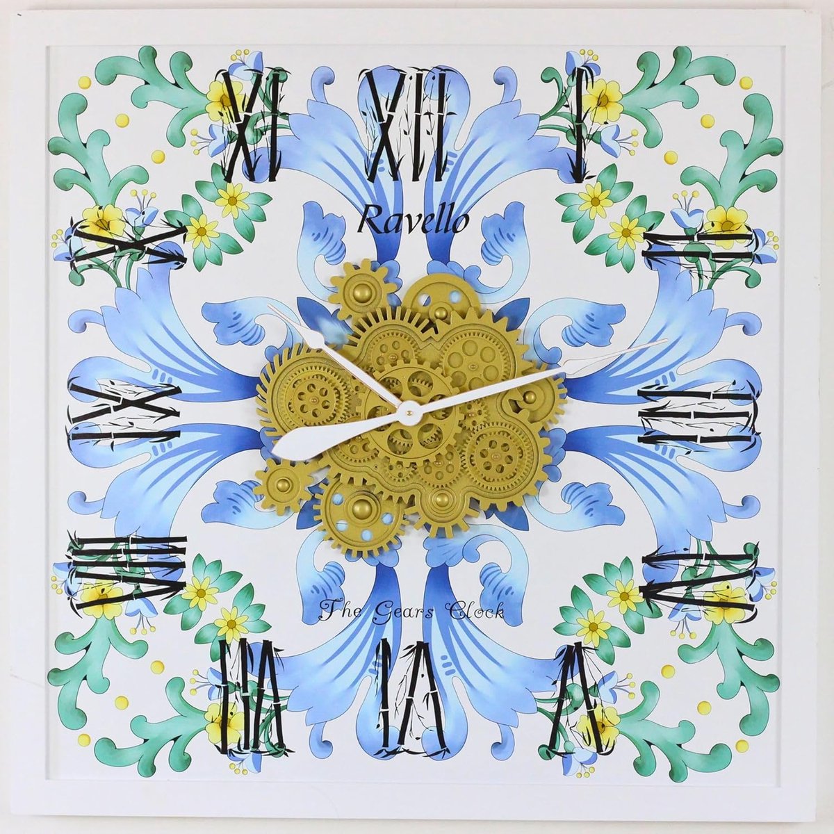 Tandwielen Wandklok - Unieke Klok - Woonkamer Decoratie - Echte Bewegende Tandwielen - 91cm Vierkant - Ravello