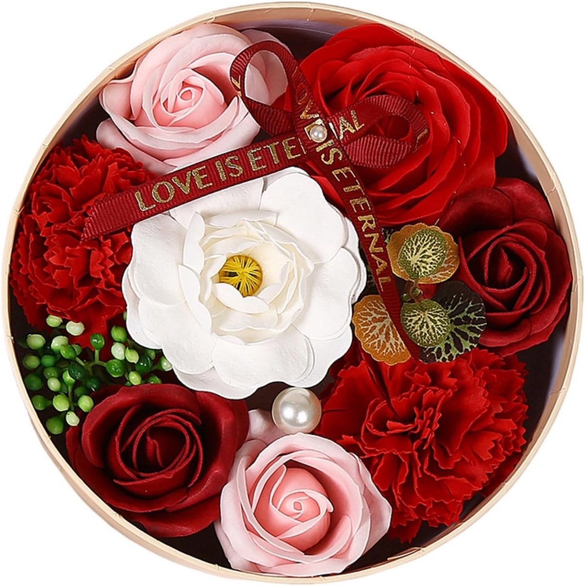 Zeep Bloem Doos - Kunstbloemen Geschenk - Romantisch Cadeau - Huidvriendelijke Ingrediënten - 162 cm Ronde Doos - Gemengde Kleuren