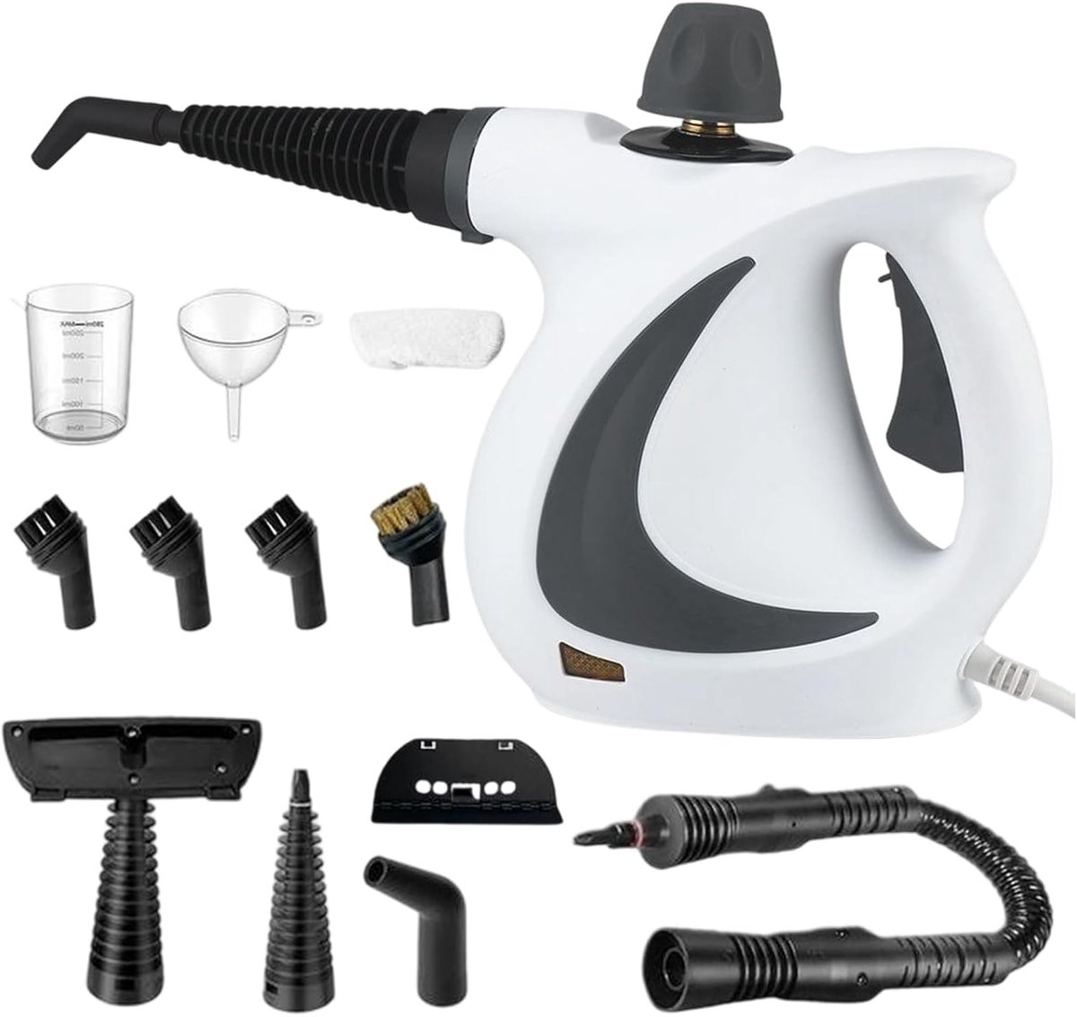Stoomreiniger - Draagbare reiniger - Intensief reinigen - 12 Accessoires - 250ml Reservoir - Wit