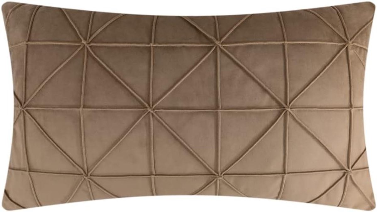 Sierkussenhoes Fluweel - Decoratieve Kussenhoes - Interieur Verfraaien - Geometrisch Patroon - 45 x 61 cm - Kaki