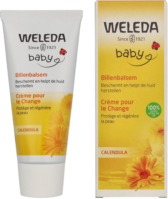 Weleda baby billenbalsem, creme pour le change. Calendula. 100% gecertificeerde natuurlijke huidverzorging.