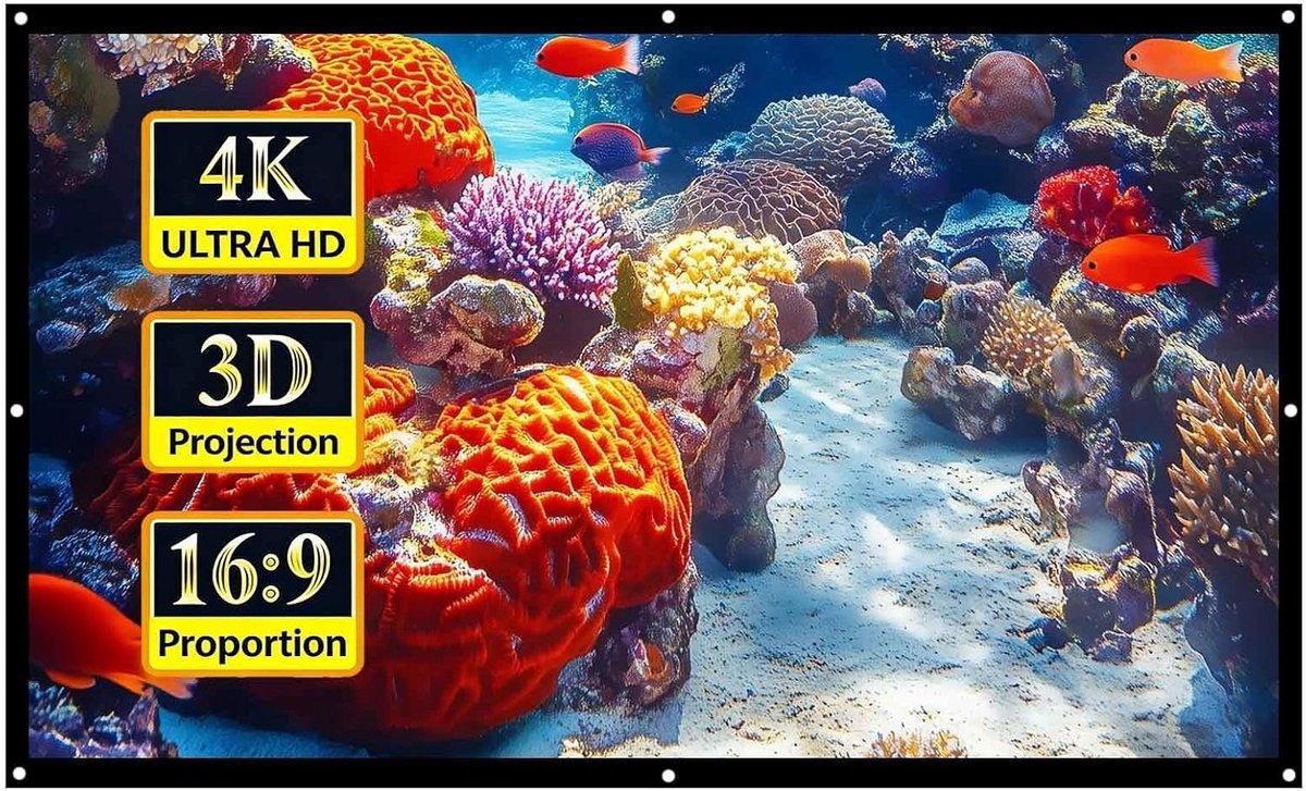 Opvouwbaar Beamer Scherm - Draagbaar Projectiescherm - Thuisbioscoop Presentaties - Kreukvrij 4K Compatibel - 92 inch 16:9 - Wit