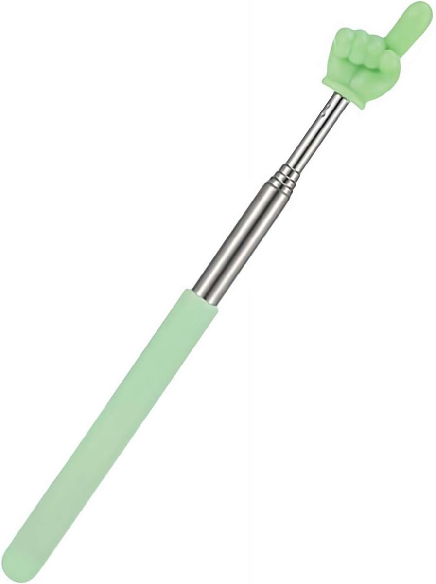 Uitschuifbare aanwijsstok voor leerkrachten — Ideaal voor voorlezen in de klas (voor kinderen); Mini-telescopische vingerwijzer / Opvouwbare vingerstok; Aanwijspen met lange punt — Geschikt voor kleuters (Groen)