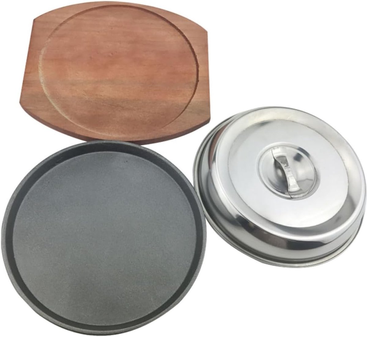 BBQ Warmhoudplaten - Grillplaat Houten Plank - Braadgereedschap Buiten - Gietijzer Warmtegeleiding - 21 Cm Rond - Diverse Kleuren