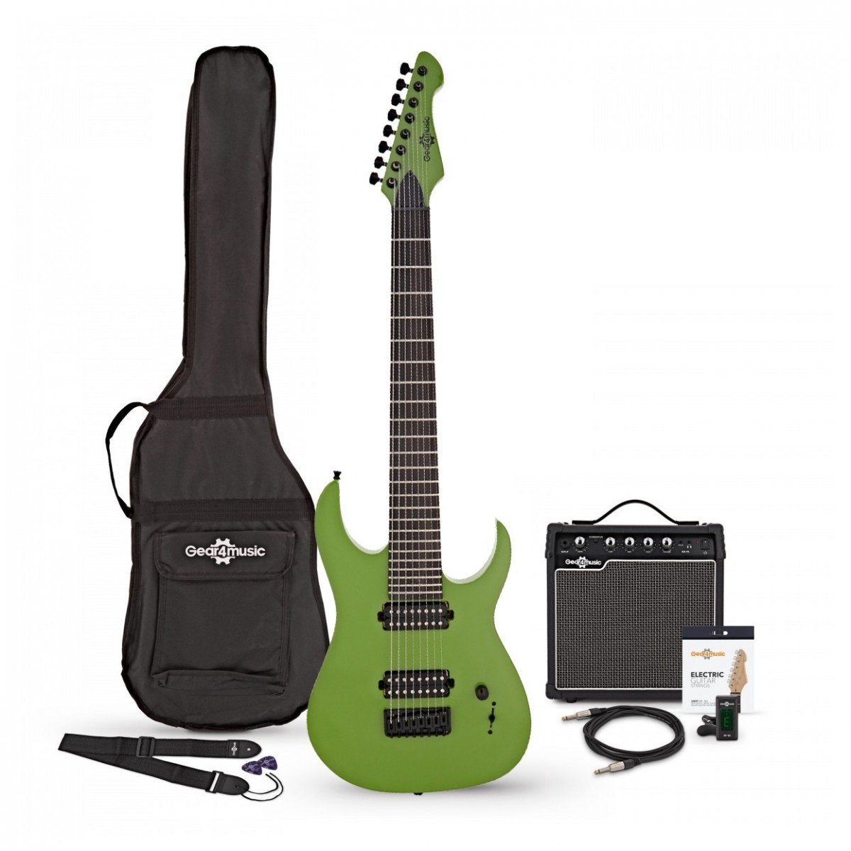 Harlem S 8-snarige Elektrische Gitaar + 15W Versterkerpakket, Slime Green