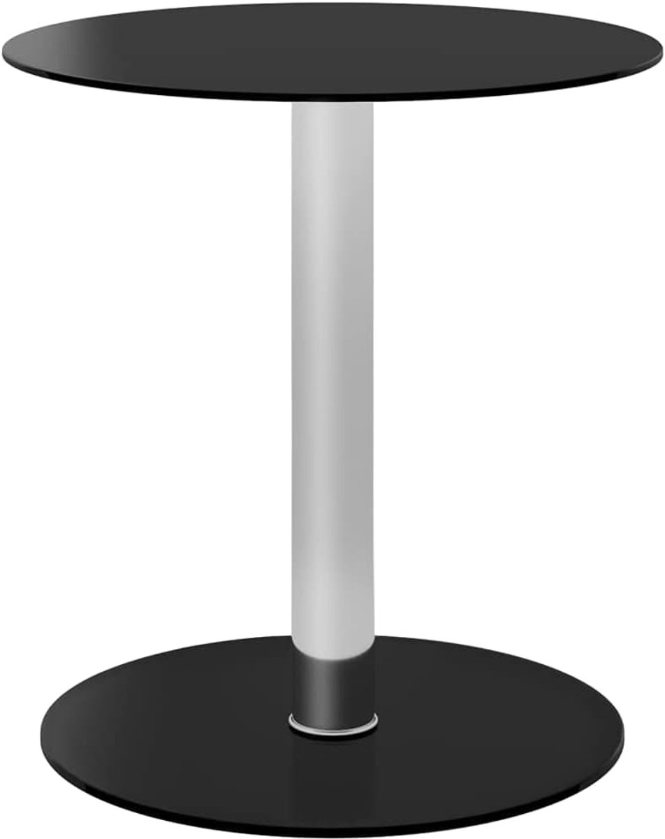 Ronde Tafel - Bijzettafel Glas - Woonkamer Decoratie - Gehard Glas - 40 cm Diameter - Zwart