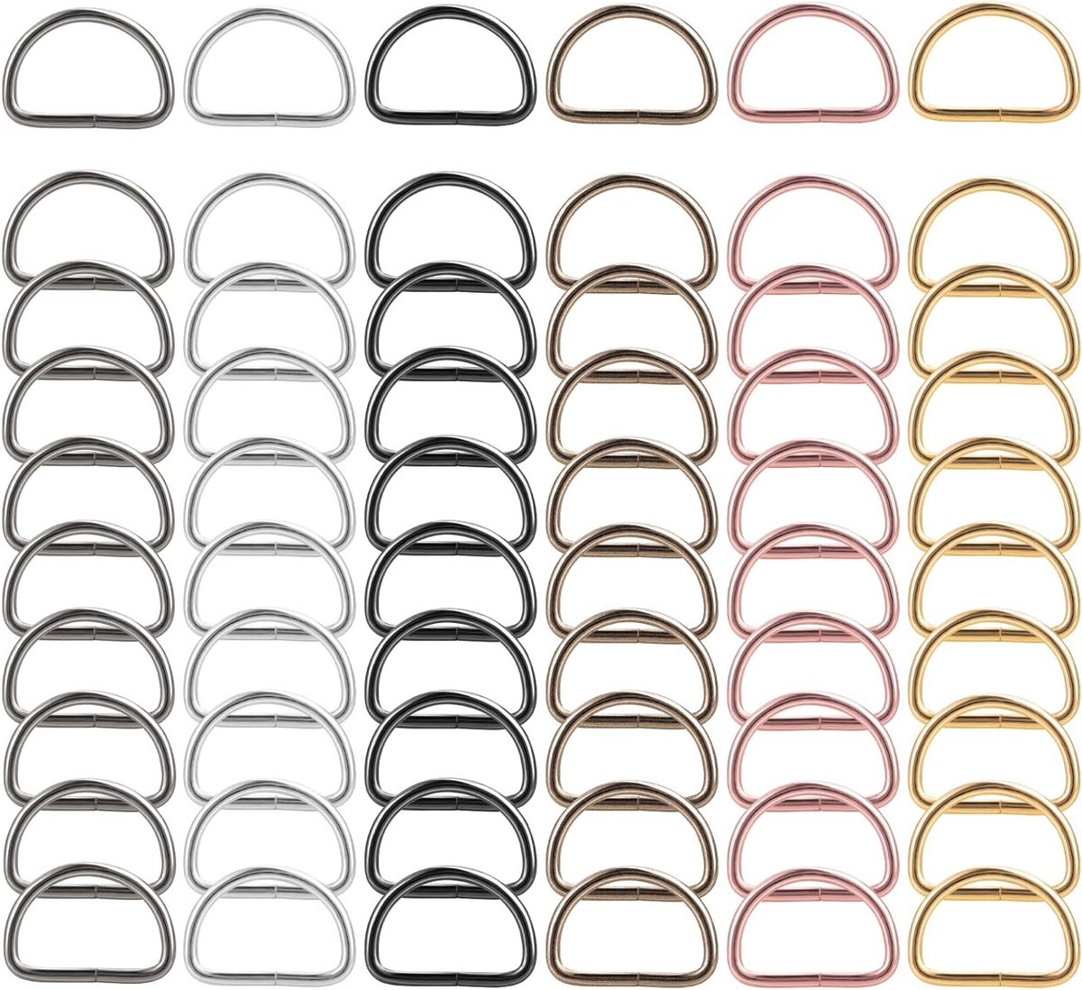 60 Stuks D-vormige Metalen Ringen en Clips in Gemengde Kleuren voor Sleutelhangers, Portemonnees en Hondentuigjes, 25mm Accessoires