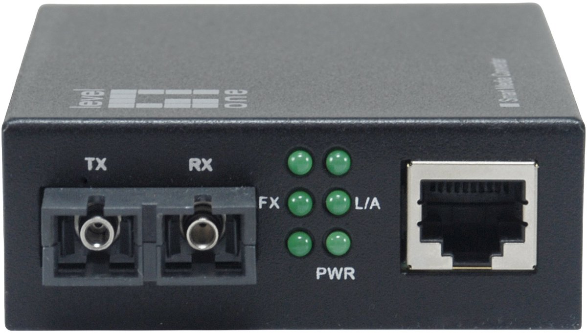 LevelOne GVM-2002 netwerk media converter 1000 Mbit/s 1310 nm Single-mode Zwart