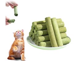 Snacks voor katten - Kattengras - Gevriesdroogde kattensnack voor tandreiniging - 50 g - Reinigen tanden - Geschikt voor katten - 10 stuks - Groen