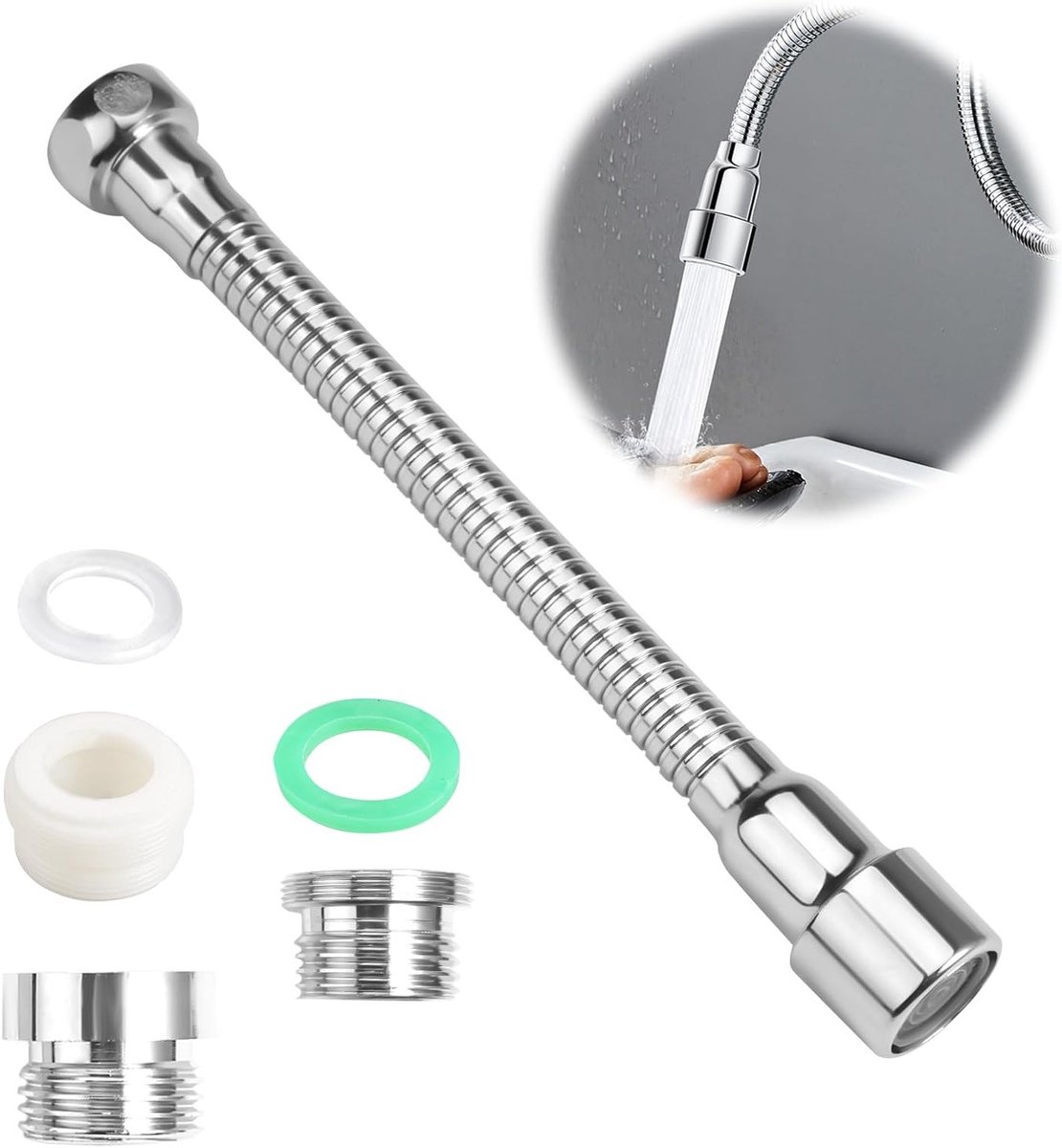 Allecto Plus - Universele Waterkraanverlenging 20CM voor Keukenkraan met 2 Adapters - Keuk