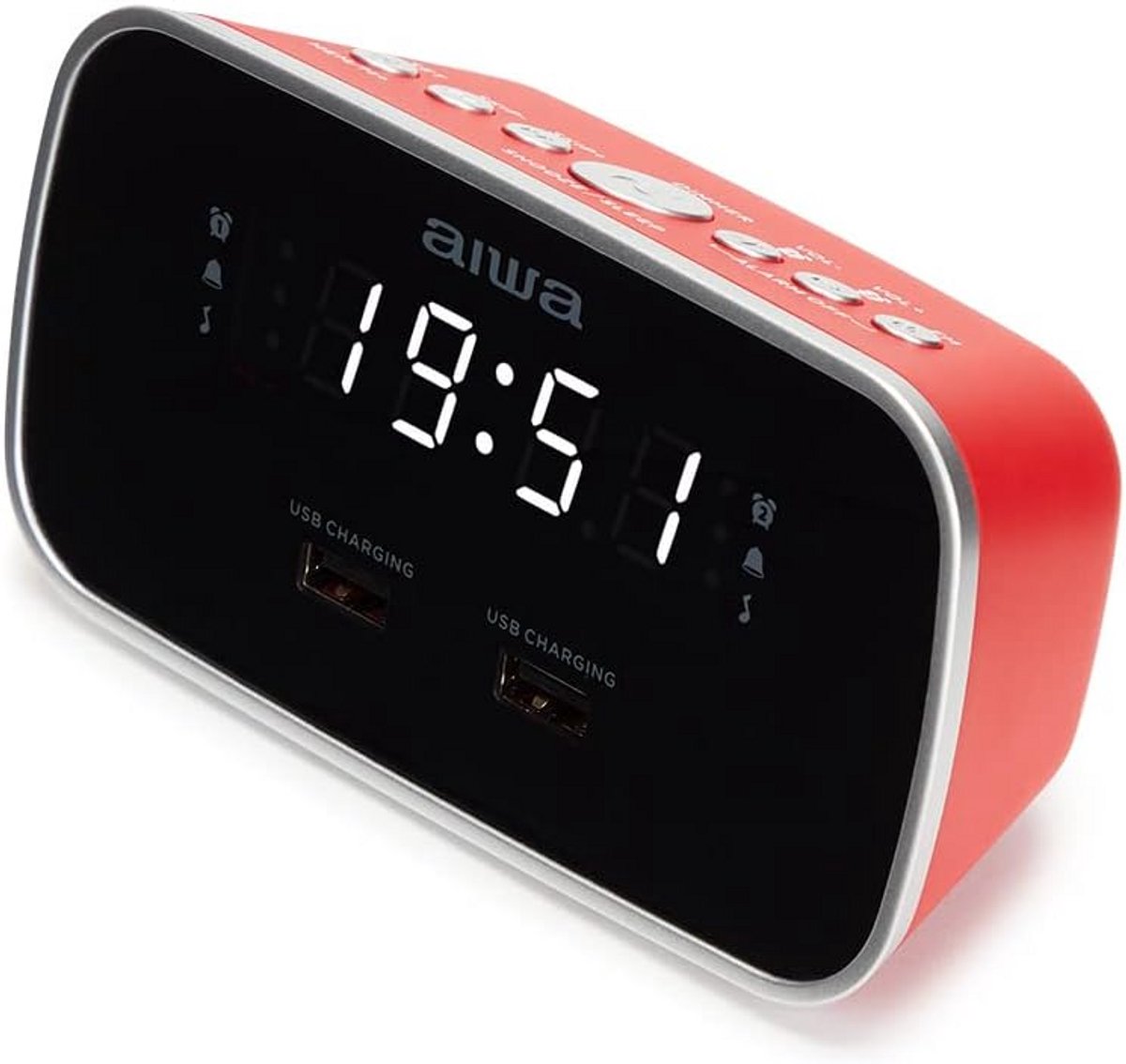 Digitale radio-wekker met dubbele USB-oplaadpoort en FM-tuner