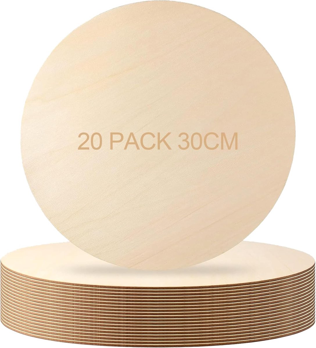 20 Stuks Grote Houten Cirkels 30 cm - 3 mm Dikke Onafgewerkte Rondjes voor Creatieve Ambachten