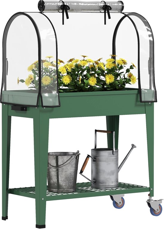 HOB Mini Kweekkas - Broeikas - Kweek kast - Tuinkas - Balkon Tuin Binnen Buiten - Kweekkas op Wielen - Verrijdbaar - 80x40x120 cm