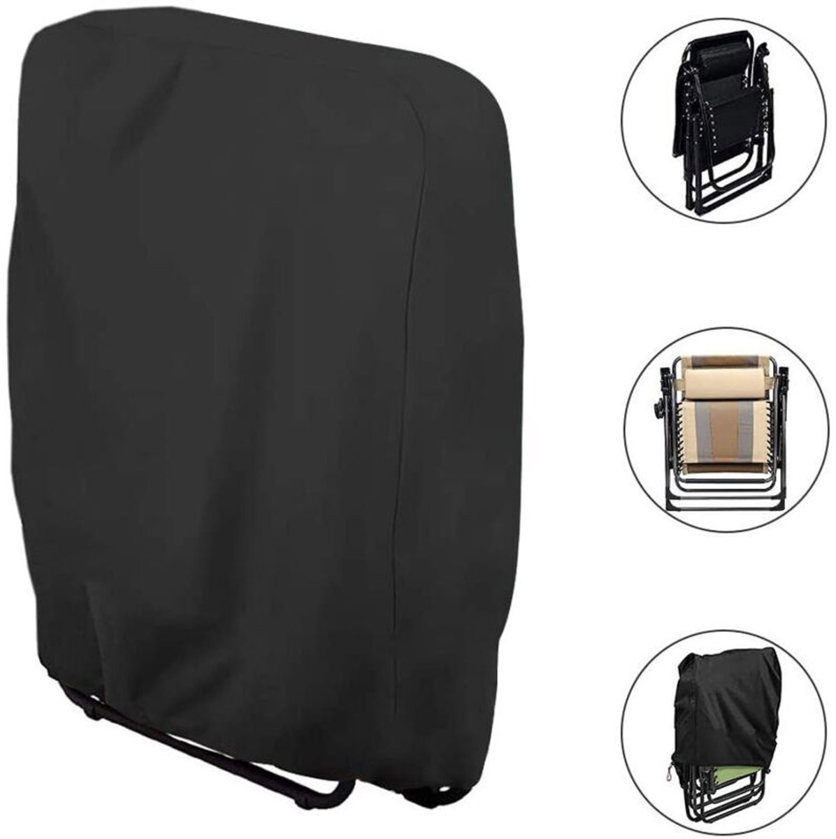 Opklapbare beschermhoes voor relaxfauteuil, opberghoes van Oxford-stof, waterdicht, UV-bestendig en corrosiebestendig.