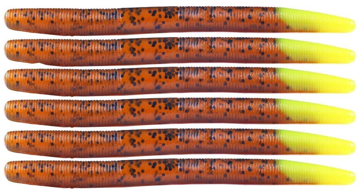 ONF3 - Aardworm Lures - Duurzaam en Zacht - Twee-Tone Noodle Worms - Voor Zoet- en Zoutwatervisserij - Perfect voor Vissers - 6Pcs - Effectieve Aas