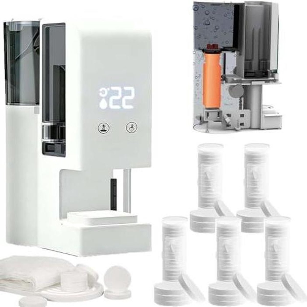 Handdoek Warmer - Dispenser - Snelle Verwarmde Handdoeken - 5 Seconden Warmte - 400 ml Tank - Wit