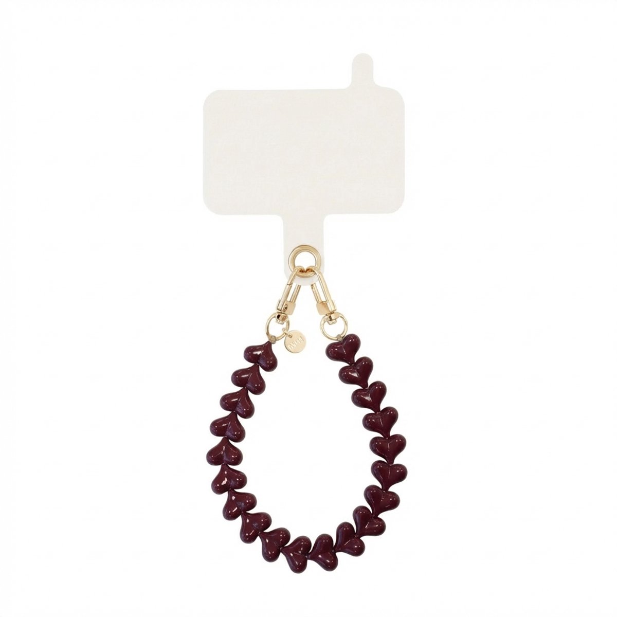 xoxo Wildhearts telefoonkoord met clip - Funky Hearts (Burgundy) - Kort koord - Geschikt voor iPhone - Geschikt voor Samsung - Phone cord met koord clip - Easy Cord - Telefoonketting - Hartjes koord voor telefoon - Burgundy / Bordeaux rood