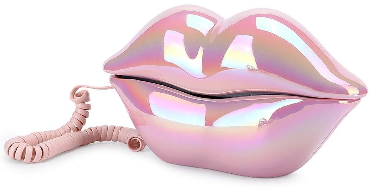 ONF3 - Roze Vaste Telefoon - Lipvorm - Grappige Ontwerp - Electroplating Pink - Desktop Telefoon - Voor Thuisgebruik - WX-3016