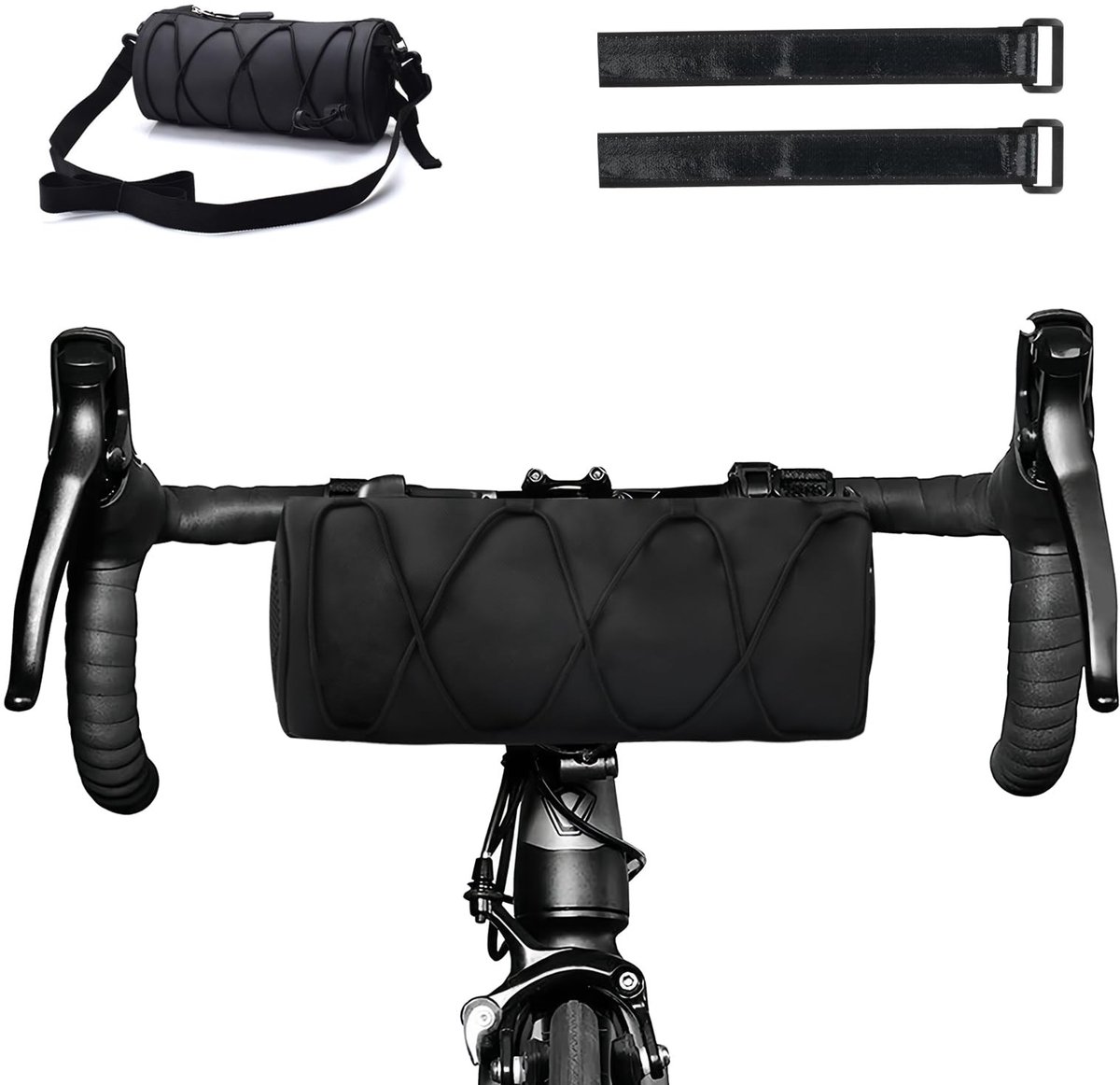 aladdien - Fiets voortas - Waterdichte fietstas - 2,4 liter - Zwart - Opbergtas voor mountainbike en racefiets - Geschikt voor unisex volwassene - 2...