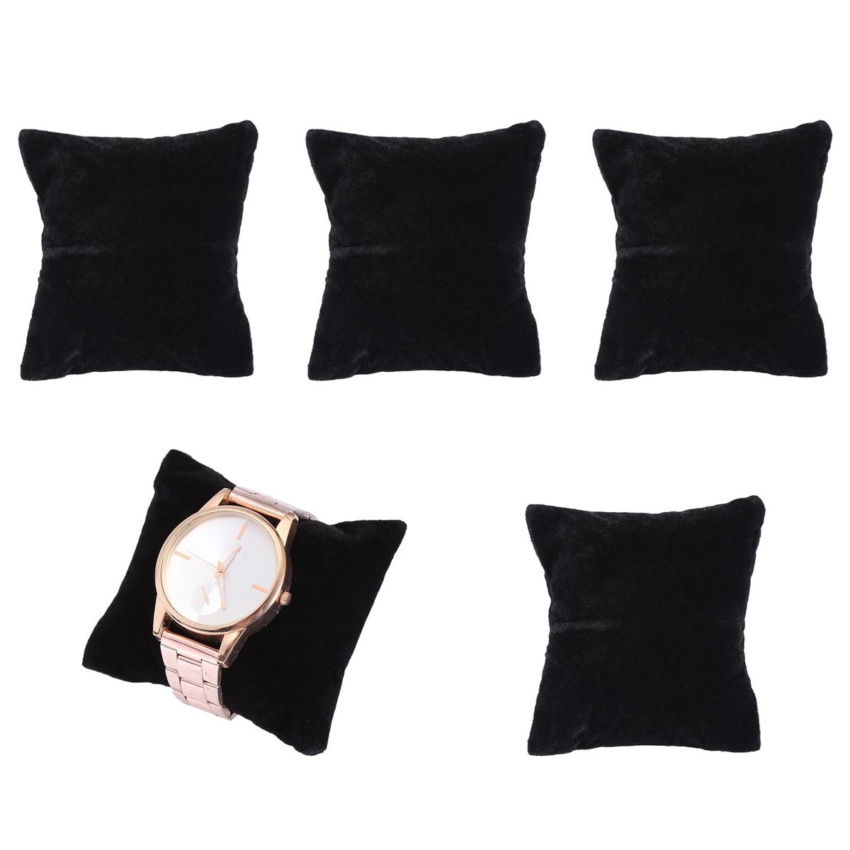 aladdien - Armbandkussen - Sieradendisplay - Elegant fluwelen ontwerp - Zwart - Kussenhouder - Perfect voor horloges en armbanden - 5 stuks