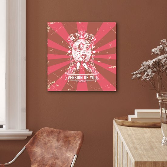 Décoration murale Métal - Aluminium Peinture Industrielle - Vintage - Femme - Sport - 50x50 cm - Dibond - Photo sur aluminium - Décoration murale industrielle - Pour le salon / chambre