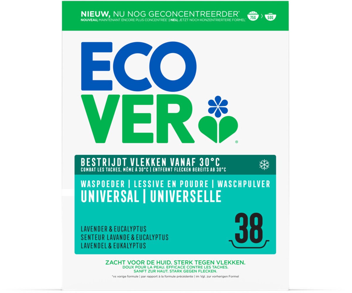Ecover Waspoeder Universal 38 Wasbeurten - 5 x 1,9 kg - Voordeelverpakking