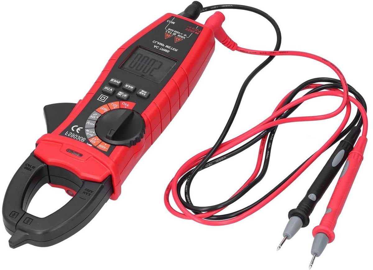 Stroomtang LCD - Meetinstrument - Elektra meten - Automatische selectie - 600A bereik - Zwart