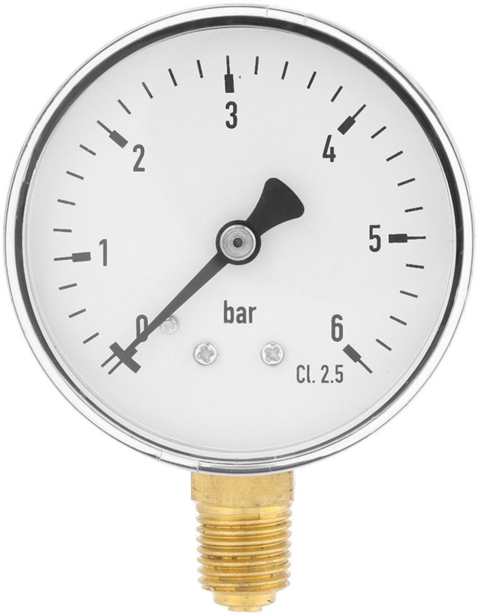 aladdien - Manometer - Drukmeter - Compact formaat - 0-6 bar - Voor water lucht - Side mounted - 6 cm dial