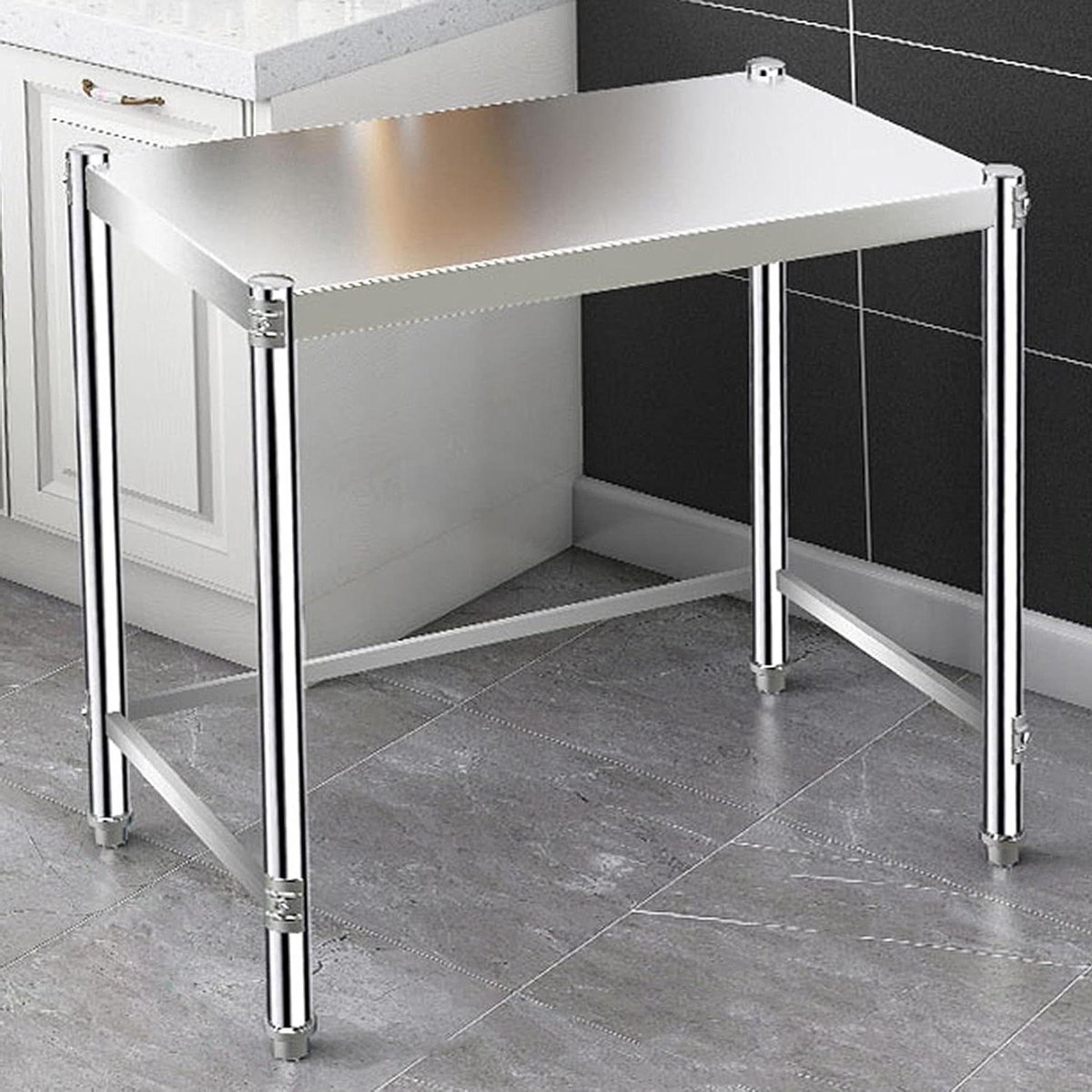 Werktafel Keuken - Prep Tafel - Voorbereiding Projecten - Roestvrij Staal - 60cm - Zilver