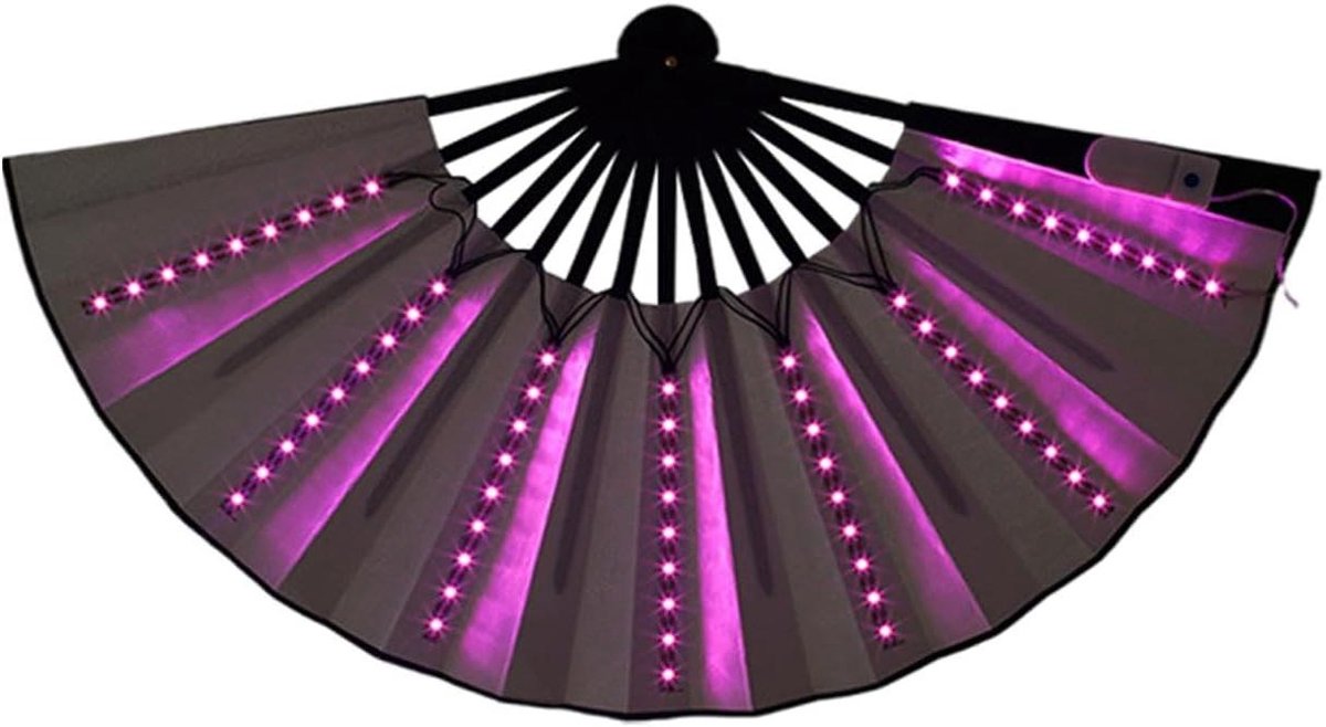Opklapbare Ventilator - LED Ventilator - Feestelijke Sfeer - Oplaadbaar Licht - 33 cm Gevouwen - Roze
