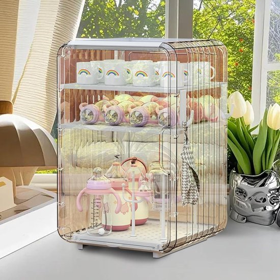 Fles Organizer - Baby Artikelen - Netjes Opbergen - Stapelbaar Ontwerp - 39.5x25x24cm - Wit — afbeelding 5