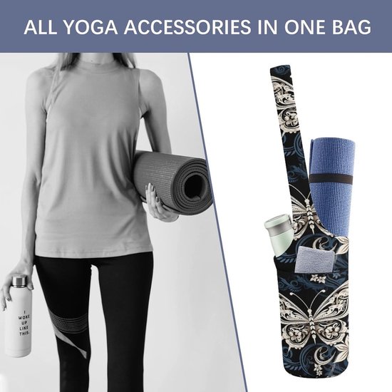 Yogamat Tas - Gym tas - Sporten en reizen - Duurzaam canvas materiaal - 50x40x18 cm - Wit met print van Yogamat — afbeelding 3