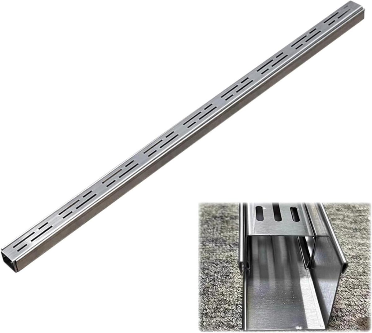 Afvoergoot Systeem - Terras Afwatering - Buitenruimte Droog - Aanpasbare Lengte - 15 x 8 cm - Zilver