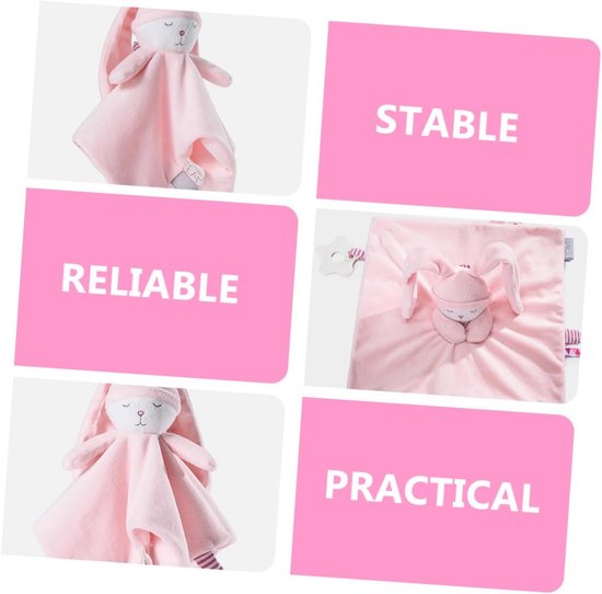 Knuffeldekentje met pop - Troostdoekje baby - Baby comfort - Zacht PP katoen - 25x25cm - Roze — afbeelding 3