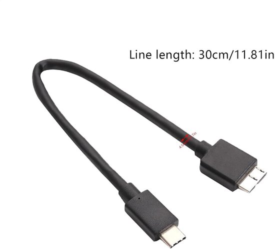 Externe Harde Schijf Kabel - Type C Kabel - Snelle Data Overdracht - Hoge Snelheid 5 Gbps - 30 cm — afbeelding 3