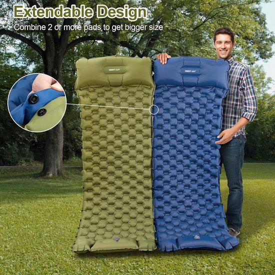 Opblaasbare Isomat - Luchtmatras Kamperen - Outdoor Avonturen - Inclusief Kussen - 1 Persoon - Groen — afbeelding 2