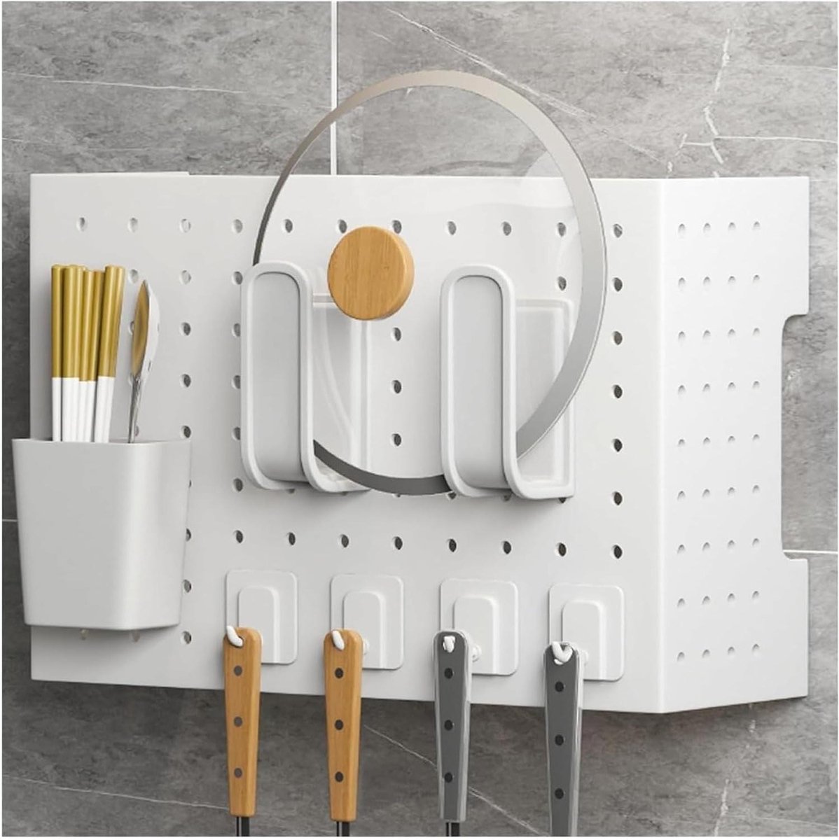 Wand Organizer - Opbergbord - Ruimte Besparen - Metaal - 35 x 17 x 30cm - Wit