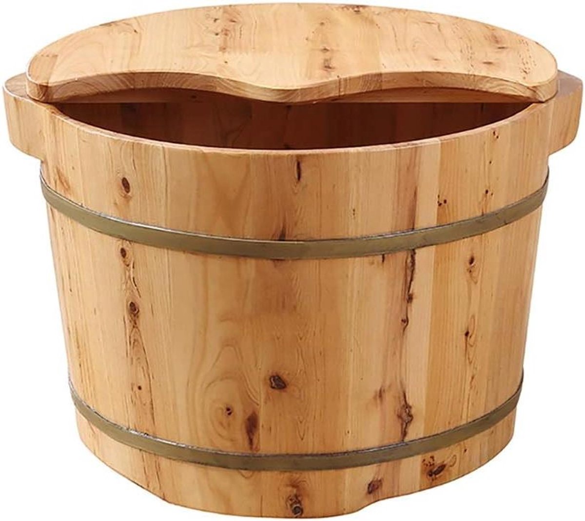 Voetenbad - Massage emmer - Ontspanning thuis - Handgemaakt cederhout - 26 cm hoog - Natuurlijk hout
