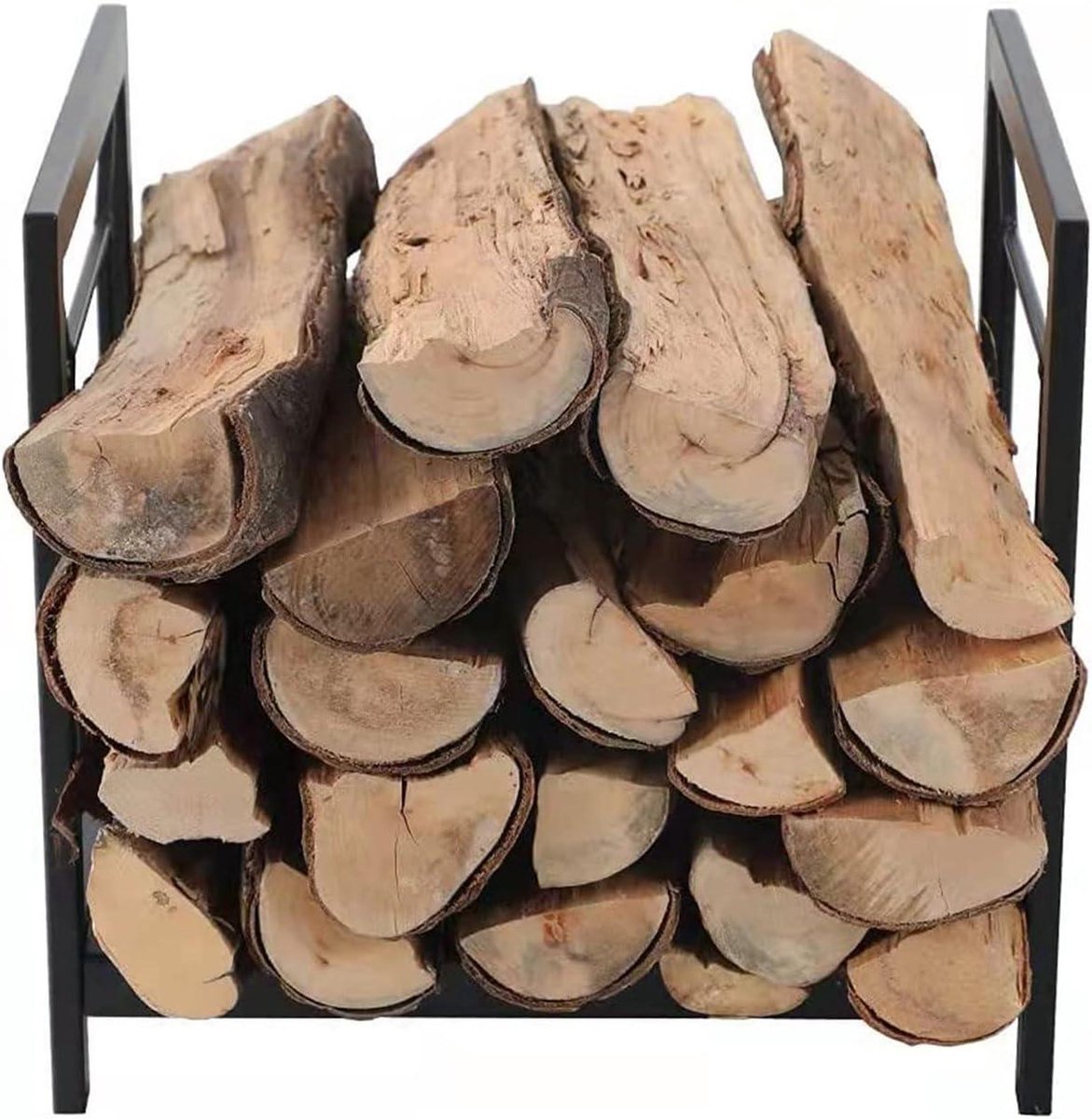 Houtblokhouder Open Haard - Houtrek Binnen - Brandhout Opslaan - Roestbestendig Metaal - 43 cm - Zwart