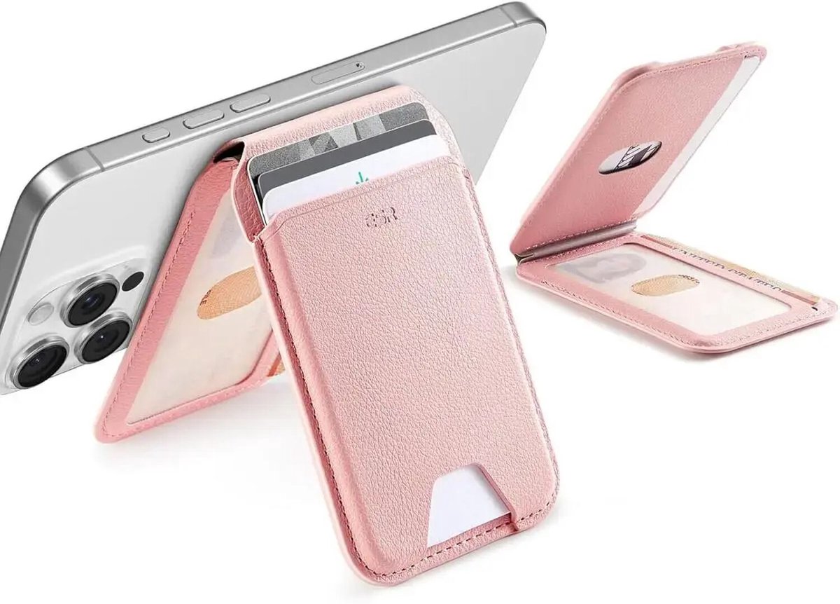 ESR HaloLock Aura MagSafe Kaarthouder met Standaard Vegan Leer Roze