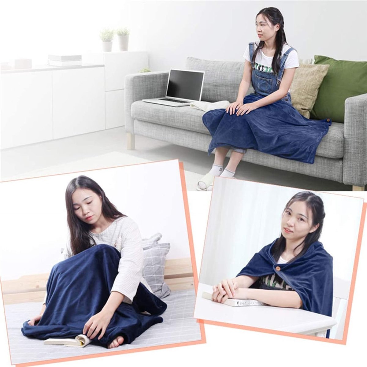 Elektrische Deken - Verwarmde Plaid - Warm Blijven - USB Verwarmd - 100x70cm - Blauw thumbnail 3