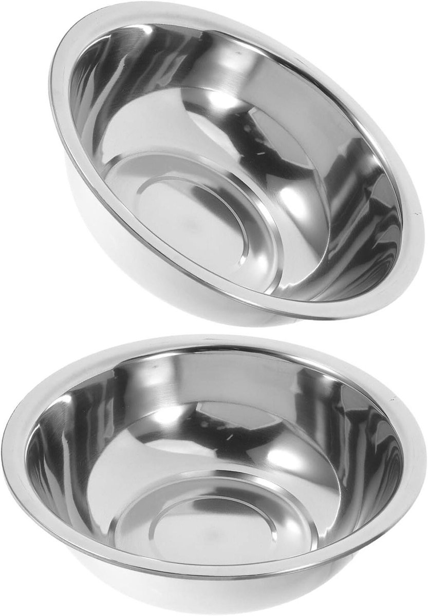 Roestvrijstalen Voetenbad - Waskom - Voeten Ontspannen - Verbeterd Praktisch Ontwerp - 2 Stuks 28 cm - Zilver