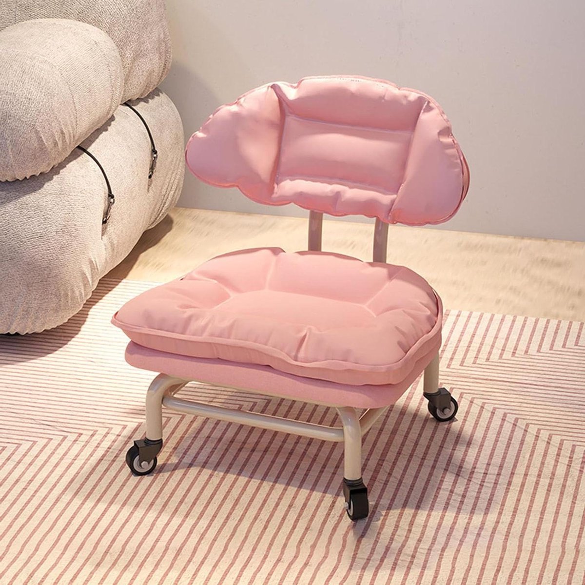 Draaibare Kruk - Rolstoel Kruk - Klusjes Thuis - 360° Wielen - Compact Ontwerp - Roze