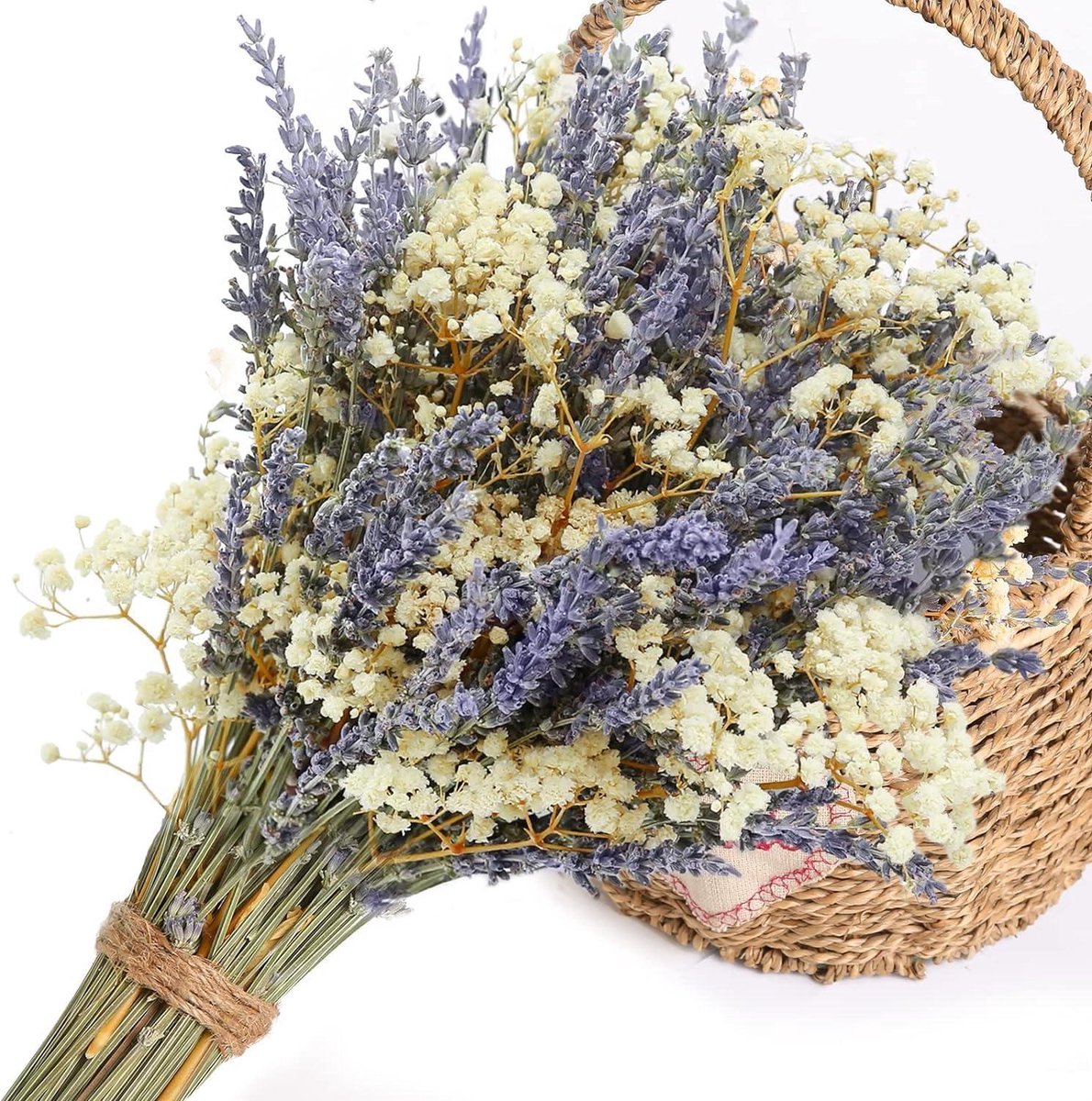 Gedroogde Bloemen - Lavendel Boeket - Woondecoratie - Natuurlijk Aromatisch - Handgemaakt - Paars Wit