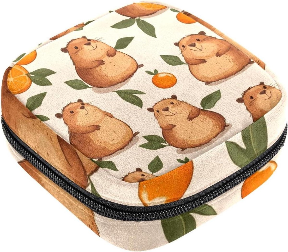 Opbergtas Maandverband - Tampon Houder - Intieme Hygiëne - Privacy Bescherming - 12 x 17 cm - Oranje Patroon