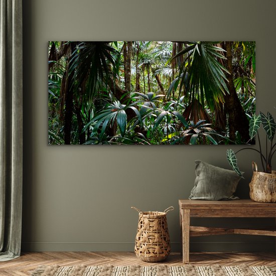 Aluminium schilderij 160x80 cm - Wanddecoratie metaal - Planten in regenwoud - Metalen muurdecoratie woonkamer - Decoratie industrieel - Foto op dibond - Industriële accessoires slaapkamer