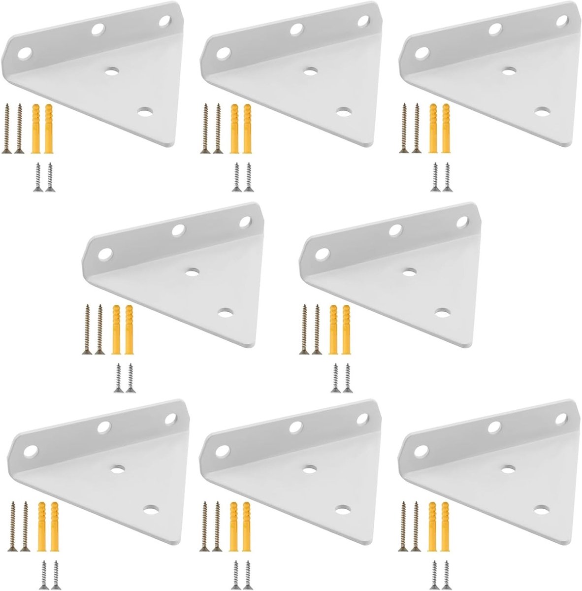 Set van 8 Zware Wandbeugels voor Drijvende Driehoekige Planken, 10 cm, 25 kg Capaciteit, Ideaal voor Thuisdecoratie en Opbergruimte