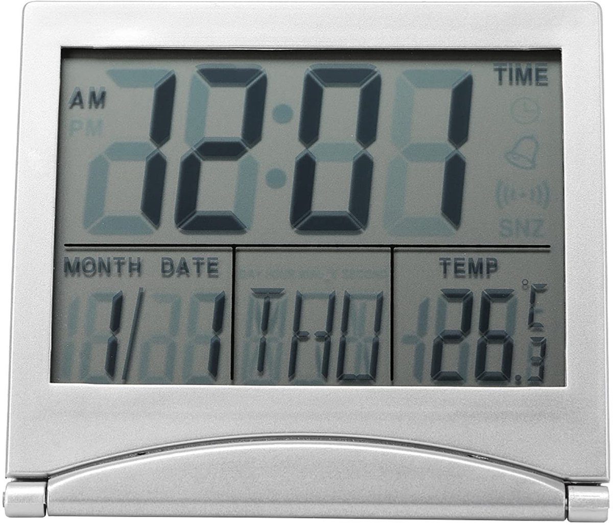 aladdien - Draagbare Klok Reizen - Digitale Led Wekker - Snooze Functie - Compact Formaat - Alarmklokken - Alarm en Temperatuur - Geschikt voor Thui..