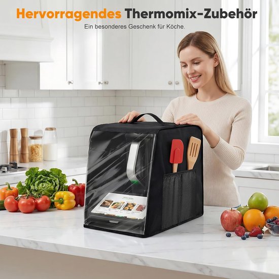 Afdekhoes Keukenmachine - Beschermhoes Deksel - Keuken Apparaat Beschermen - Geïntegreerde Handgreep - 42 x 15 x 5.5 cm - Zwart — afbeelding 4